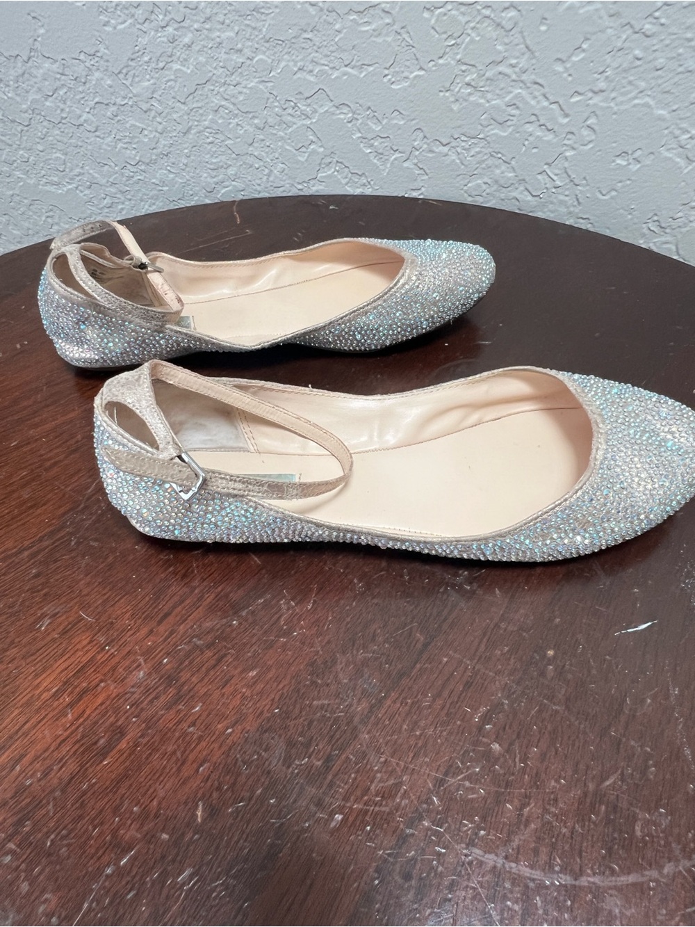 Blue by Betsey Johnson "Joy." Crystal Ballet Flats